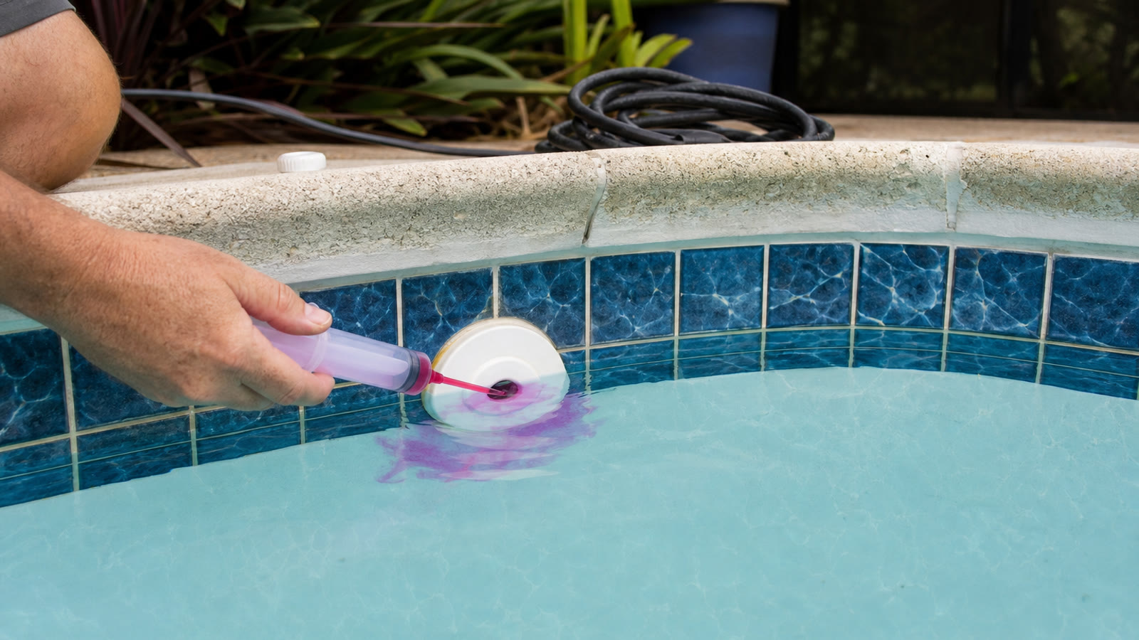 Pool Leak Detection work detail at a Orlando home